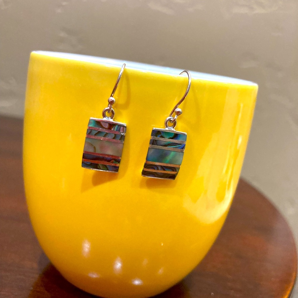Abalone & 925 Sterling Silver French Hook Earrings